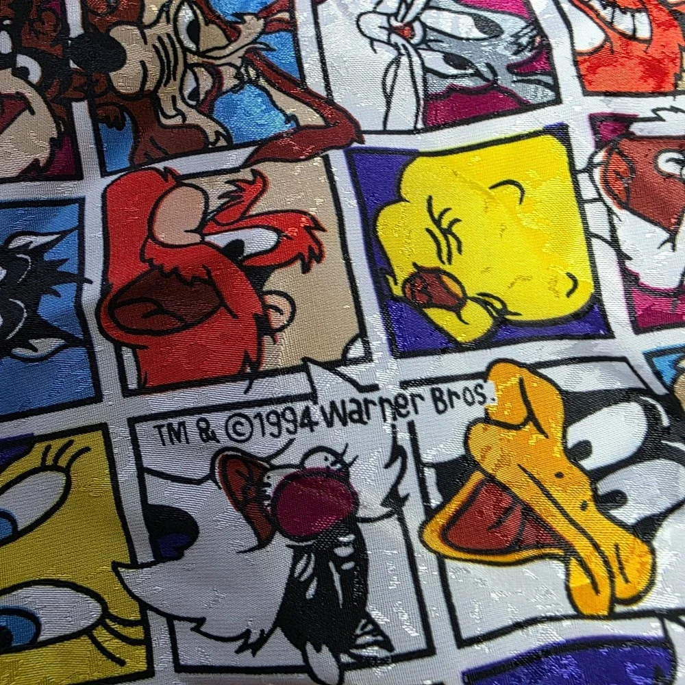 Looney‎ Tunes Men's Multicolored Vintage Cartoon Button-Up Satin Vest
